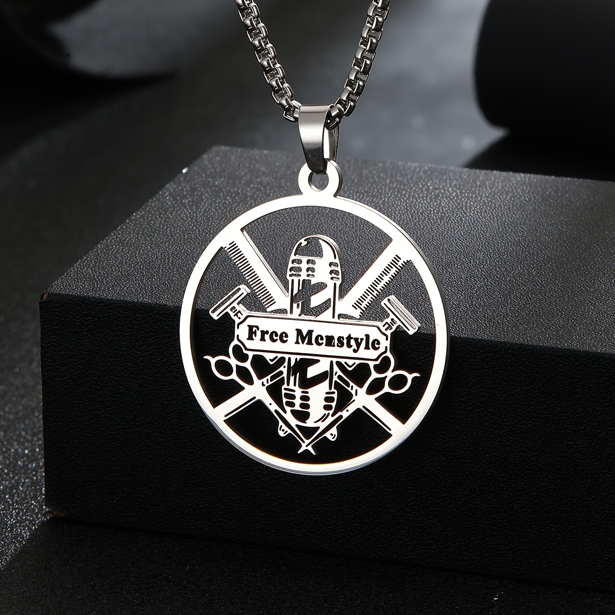 Stainless Steel Barber Tools Necklace with Personalized Name